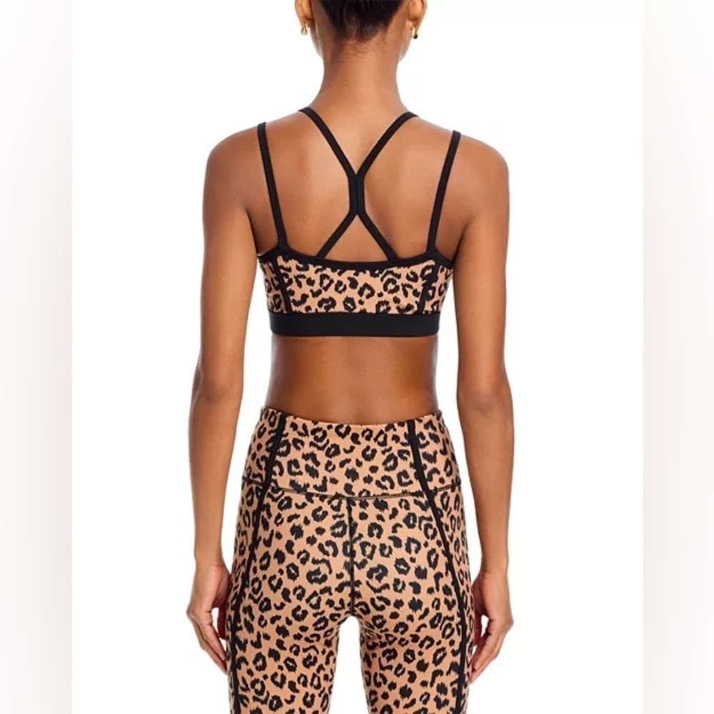 AQUA Printed Toned Out Double Strap Leopard Print Sports Bra - Exclusive NWT - Picture 3 of 10